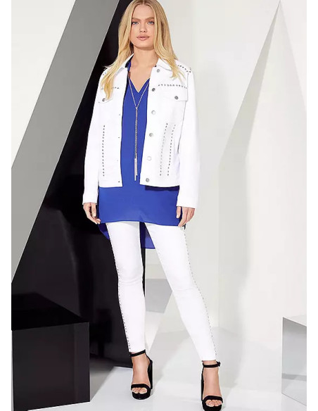 STAR by Julien Macdonald Blue Frill Detail Chain Top Blouse