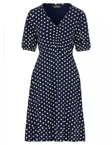 Freemans Navy Spot Print Jersey Tea Dress