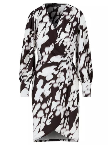 Freemans Mono Print Wrap Jersey Mini Dress