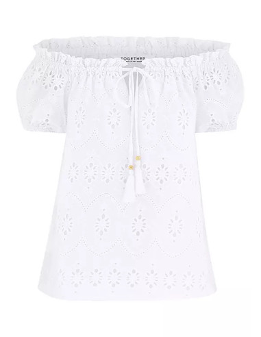 Together White Broderie Bardot Top