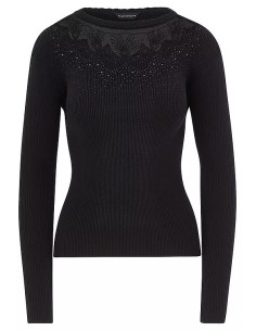 Kaleidoscope Black Lace Insert Diamante Jumper
