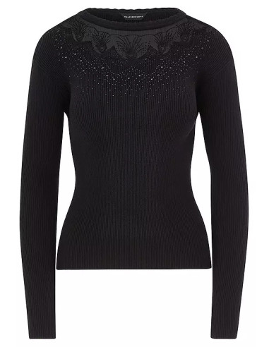 Kaleidoscope Black Lace Insert Diamante Jumper