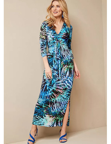 Kaleidoscope Print Waterfall Front Maxi Dress