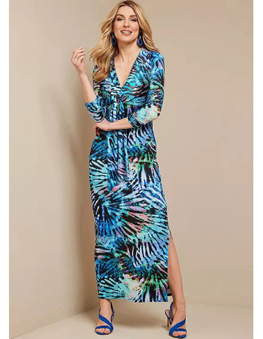 Kaleidoscope Print Waterfall Front Maxi Dress