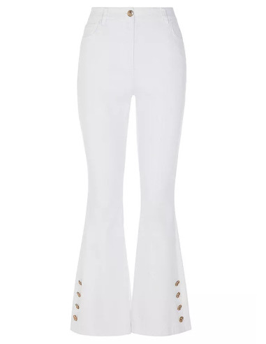 STAR by Julien Macdonald White Button Detail Kick Flare Jeans