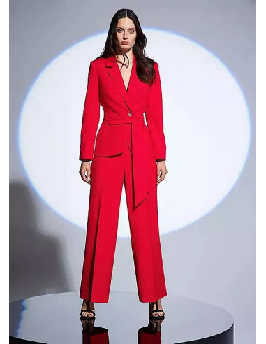 STAR by Julien Macdonald High Waist Red Wide Leg Trousers