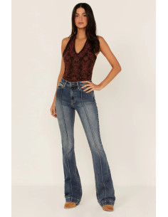 Idyllwind Belmont Medium Wash High Risin' Seamed Front Sanding Bootcut Jeans US6 2