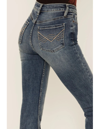 Idyllwind Belmont Medium Wash High Risin' Seamed Front Sanding Bootcut Jeans US6