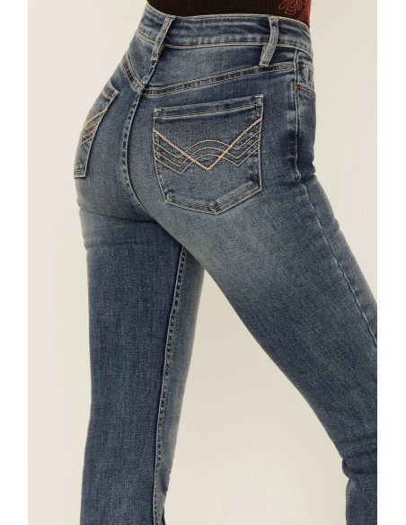 Idyllwind Belmont Medium Wash High Risin' Seamed Front Sanding Bootcut Jeans US6