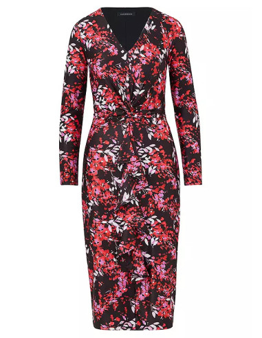 Kaleidoscope Floral Print Twist Front Jersey Dress