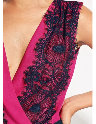 STAR by Julien Macdonald Pink Pleated Lace Midi Dress