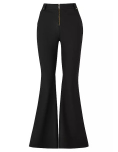 STAR by Julien Macdonald Black Flared Stretch Trouser With Gold Zip