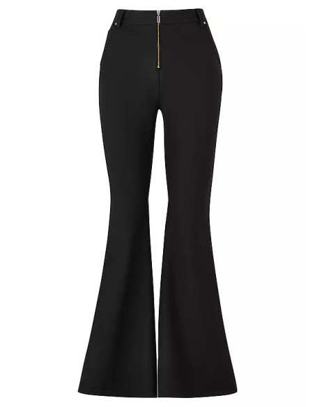 STAR by Julien Macdonald Black Flared Stretch Trouser With Gold Zip