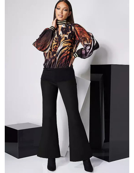 STAR by Julien Macdonald Black Flared Stretch Trouser With Gold Zip