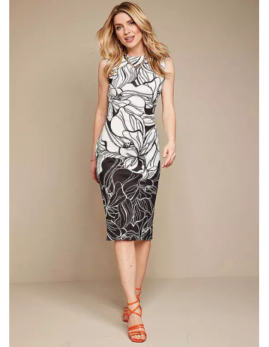 Kaleidoscope Black/White Print Scuba Dress