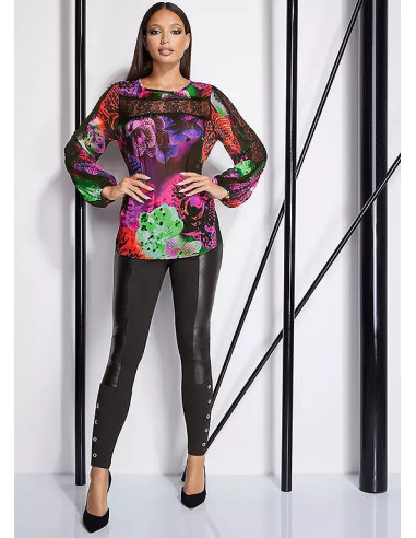 STAR by Julian Macdonald Lace Detail Multi Print Long Sleeve Top