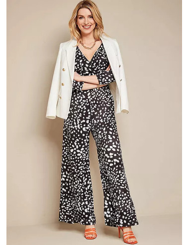 Kaleidoscope Mono Print Wide Leg Jersey Jumpsuit