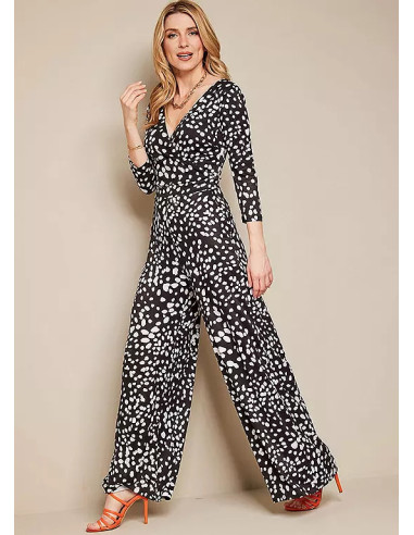 Kaleidoscope Mono Print Wide Leg Jersey Jumpsuit