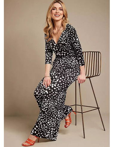 Kaleidoscope Mono Print Wide Leg Jersey Jumpsuit
