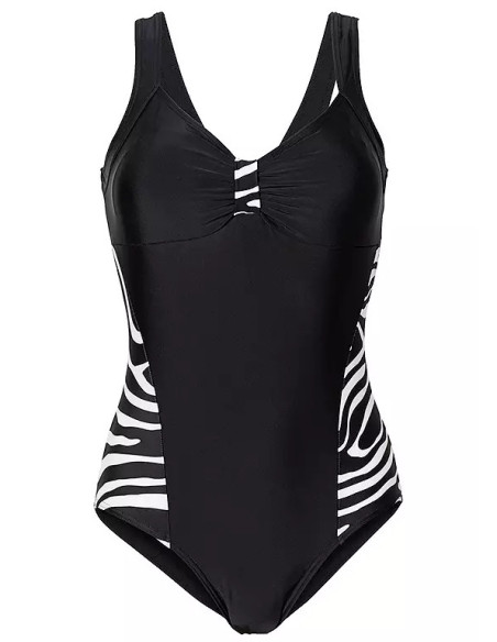 bonprix Animal Print Panel Plus Size Swimsuit