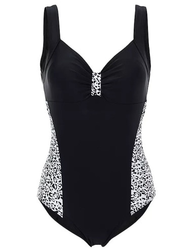 bonprix Animal Print Panel Plus Size Swimsuit