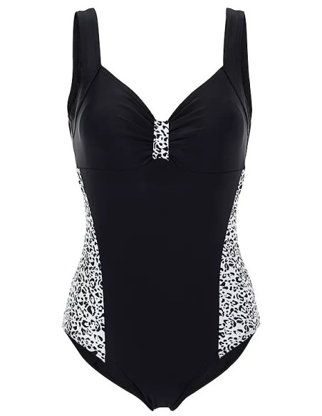 bonprix Animal Print Panel Plus Size Swimsuit