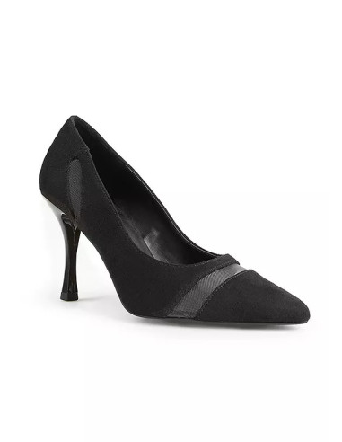 Freemans Black Mesh Cut Out Heeled Court Shoes