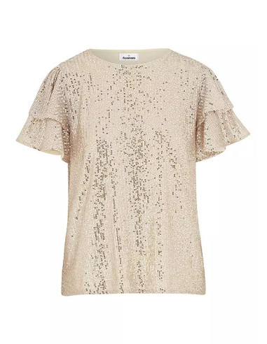 Freemans Champagne Sequin Frill Sleeve Top