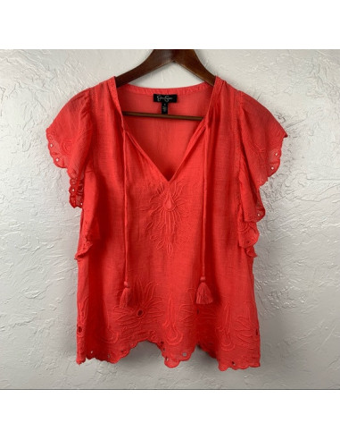 Jessica Simpson Coral Broderie Anglaise Top