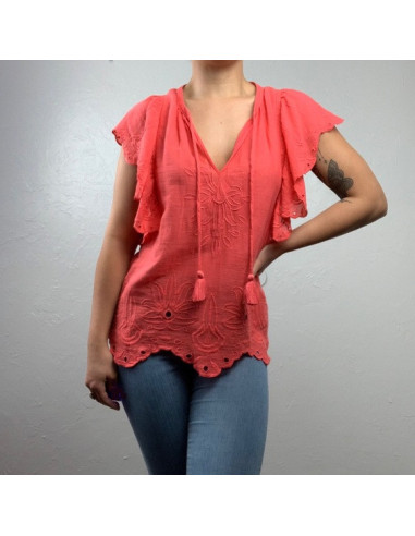 Jessica Simpson Coral Broderie Anglaise Top