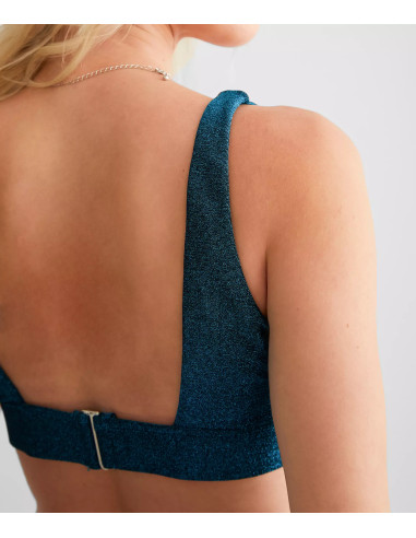 Cyn & Luca Heidi Blue Metallic Bikini Top & Swim Bottom