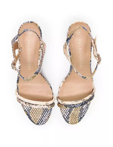 Kaleidoscope Snake Leather Strappy Block Heels