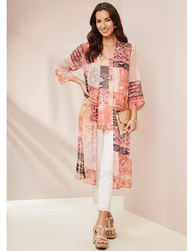 Together Patchwork Print Kimono
