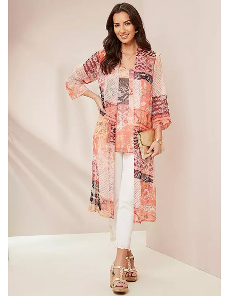 Together Patchwork Print Kimono