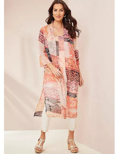 Together Patchwork Print Kimono