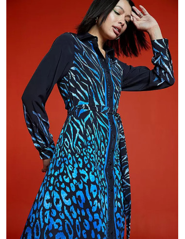 Freemans Navy Border Print Midi Shirt Dress