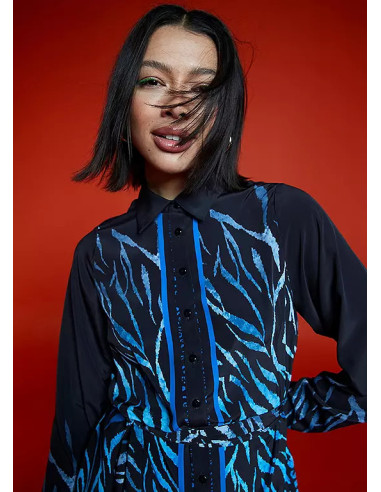 Freemans Navy Border Print Midi Shirt Dress