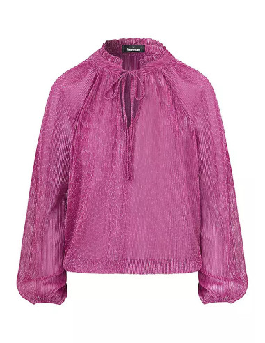 Freemans Pink Plisse Tie Neck Blouse