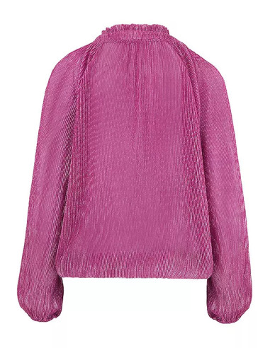 Freemans Pink Plisse Tie Neck Blouse