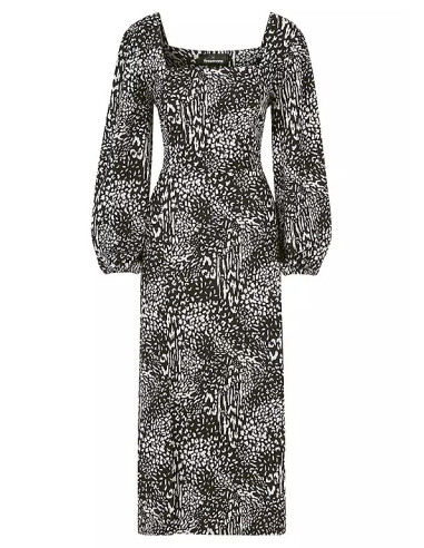 Freemans Mono Print Square Neck Jersey Midi Dress