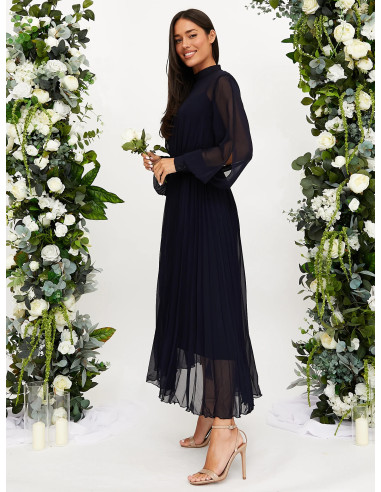 Style Cheat Angelina High Neck Pleated Dress