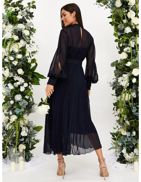 Style Cheat Angelina High Neck Pleated Dress