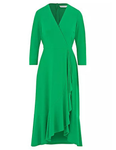 Kaleidoscope Green Frill Detail Wrap Dress