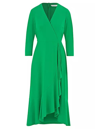 Kaleidoscope Green Frill Detail Wrap Dress