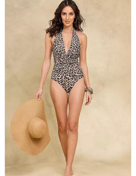 Freemans Animal Print Halterneck Swimsuit