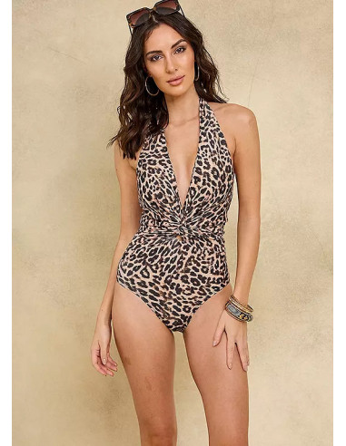 Freemans Animal Print Halterneck Swimsuit