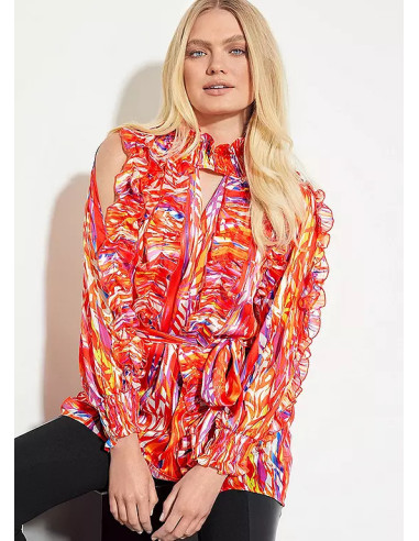 STAR by Julien Macdonald Cold Shoulder Frill Detail Top Blouse