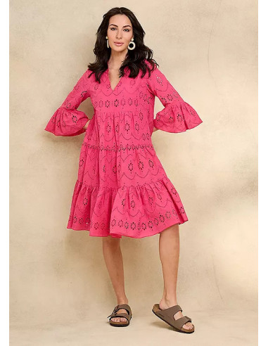Together Hot Pink Broderie Dress