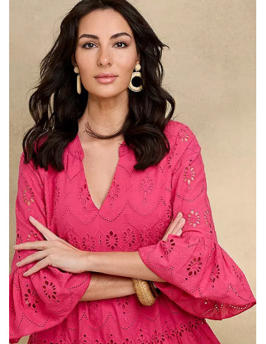 Together Hot Pink Broderie Dress