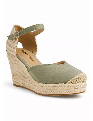 Freemans Green Suede Espadrille Wedges